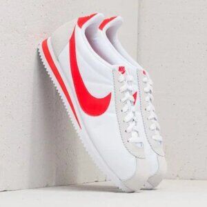 Nike Classic Cortez White / Red Nylon Sneakers - 8-8.5